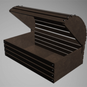 Old Chest Brown Wooden 3d model