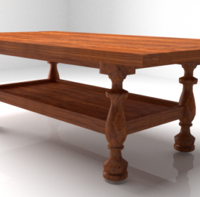 שולחן עץ קלאסי רגלי דגם תלת מימד
