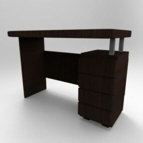 Modelo 3d de mesa de trabalho de madeira para computador