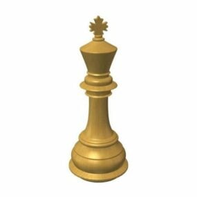 Wooden Chess King Side 3d model