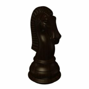 Wooden Chess Knight Black 3d-modell