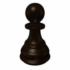 Black Wooden Chess Pawn 3d model