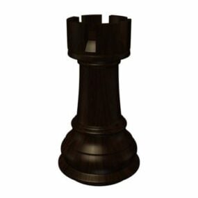Modelo 3d de torre de xadrez de madeira