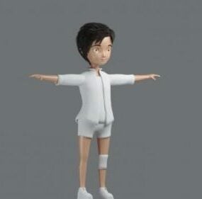 Modello 3d del personaggio del ragazzo asiatico anime