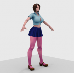 Fighter Girl Anime Character 3d-modell