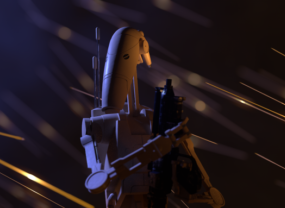 Rigged Múnla Star Wars Battledroid 3D saor in aisce