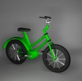 Kid Bicycle Green Color 3d model