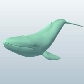 Modrá velryba Lowpoly 3D model zvířete