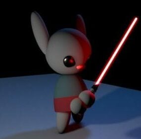 3д модель кролика со световым мечом