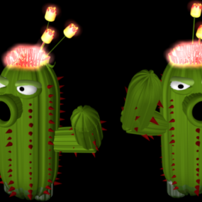 Kaktüs Bitkileri Zombiler 3d modeli