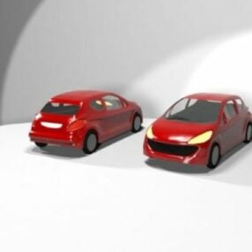 Modelo 3d del coche sedán rojo V3