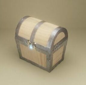 Old Wood Chest Box 3d model
