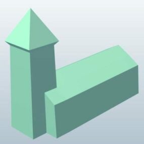 Kirche Lowpoly Konzept 3D-Modell