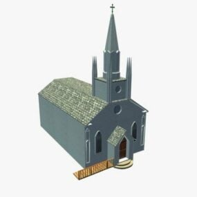 Edificio de la iglesia con cementerio modelo 3d