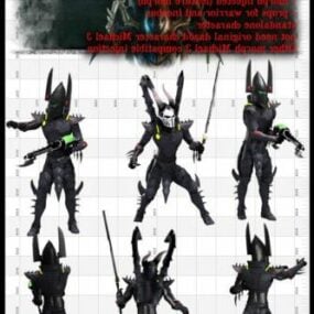 โมเดล 3 มิติของนักรบมืด Warhammer