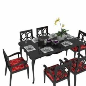 Chinese Dinning Table Set 3d model
