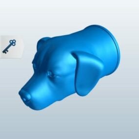 Model 3D Patung Kepala Anjing