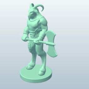 双斧を持つヤギ獣人3Dモデル