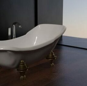 3д модель белой классической ванны