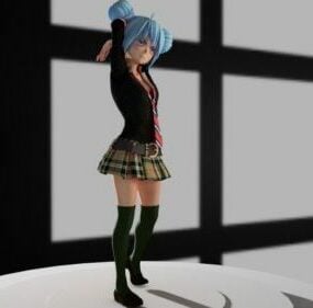 Model 3d Karakter Siswa Gadis Anime