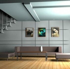 Interior de una casa moderna y sencilla modelo 3d