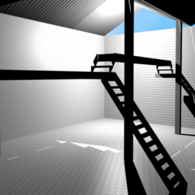 Budynek przemysłowy ze schodami Model 3D