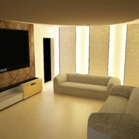 living room home modern interior 3d model