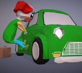 Cartoon Lowpoly Clown Car 3d model