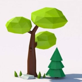 Lowpoly 自然の木の3Dモデル