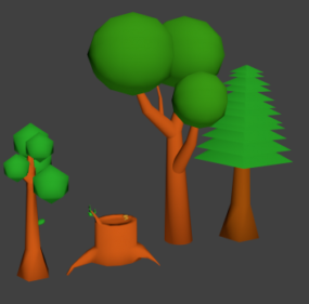 Lowpoly Pack d'arbres modèle 3D