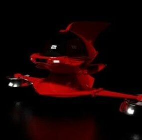 Rød romskip 3d-modell