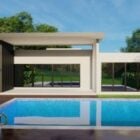 Minimalistisches Haus mit Swimmingpool