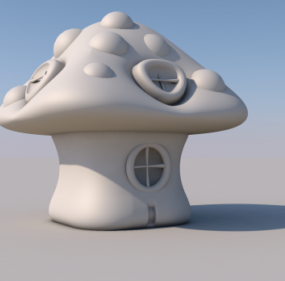 Mushroom House Cartoon 3d model