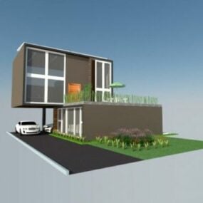 3D-Modell eines Landhauses mit Dach