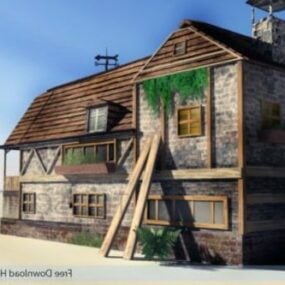 古いレンガの家 3D モデル