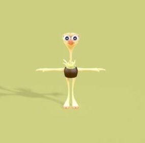 Ostrich Cartoon Animal 3d model