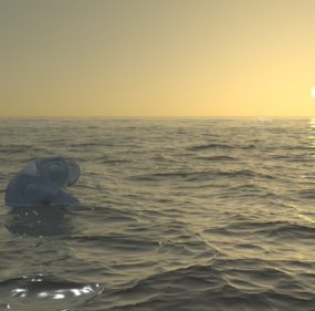 โมเดล 3 มิติฉากคลื่นทะเลที่สมจริง