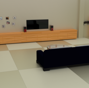 Bilik Dengan TV Dan Perabot model 3d