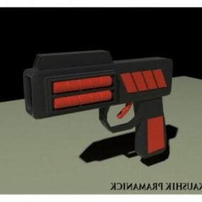 3д модель красного научно-фантастического пистолета