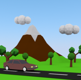 Lowpoly مدل سه بعدی صحنه کوهستان