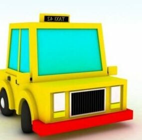 Taxi Lowpoly Model 3D samochodu animowanego