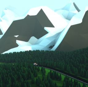 Snow Mountain Terrain Cartoon 3d model