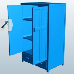 Kleiderschrank mit offener Tür, 3D-Modell