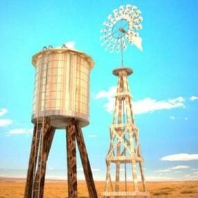 Windmolen met watertank Western Scene 3D-model