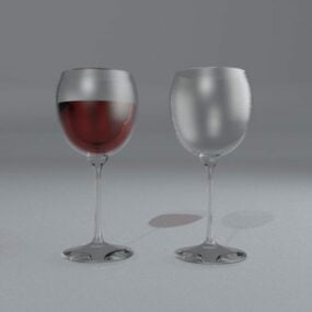 كأسين من النبيذ نموذج ثلاثي الأبعاد