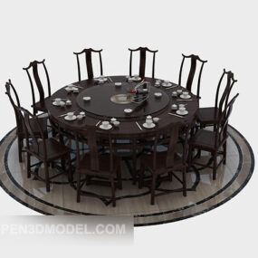 Meja Makan Bulat 10 Orang model 3d