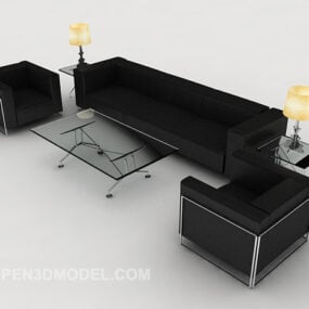 Чорний простий бізнес-комбінований диван V1 3d модель
