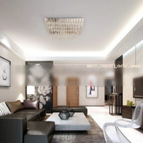 Living Room Modern White Decor 3d model
