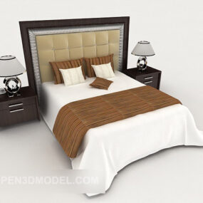 Biznesowe proste białe podwójne łóżko V1 Model 3D