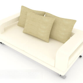 Simple Rice White Sofa Double V1 דגם 3d